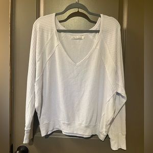 Free People White V-neck Sweater